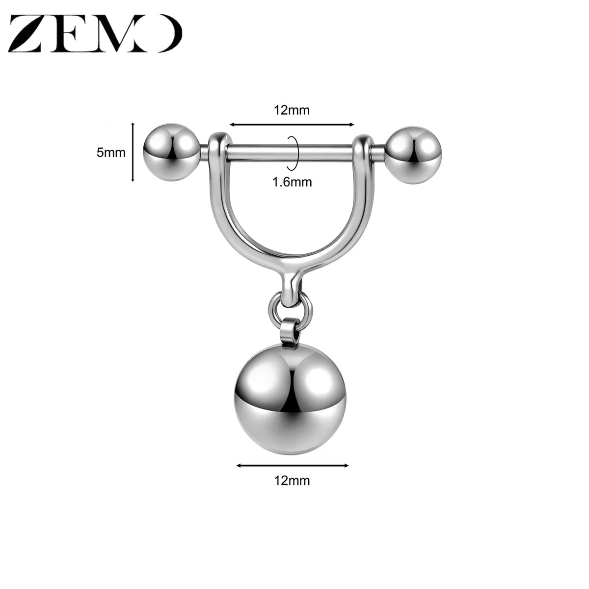 Stainless Steel Nipple Rings Barbell Dangle Piercings 10/12MM - Multiple Variants
