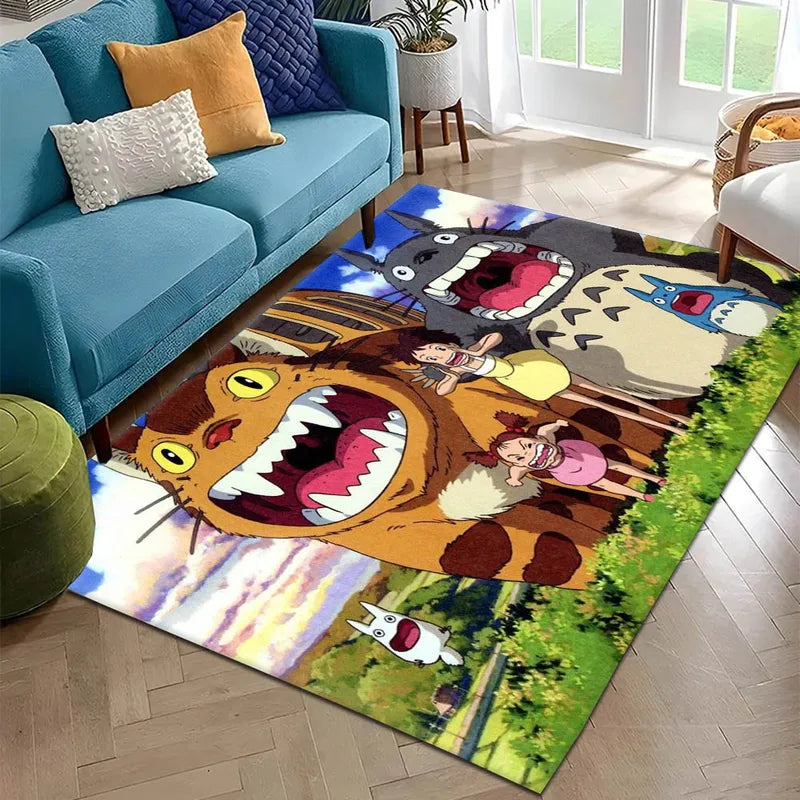 3D T-Totoro Anime Carpet Rug for Living Room Bedroom Decor Non-Slip Floor Mat