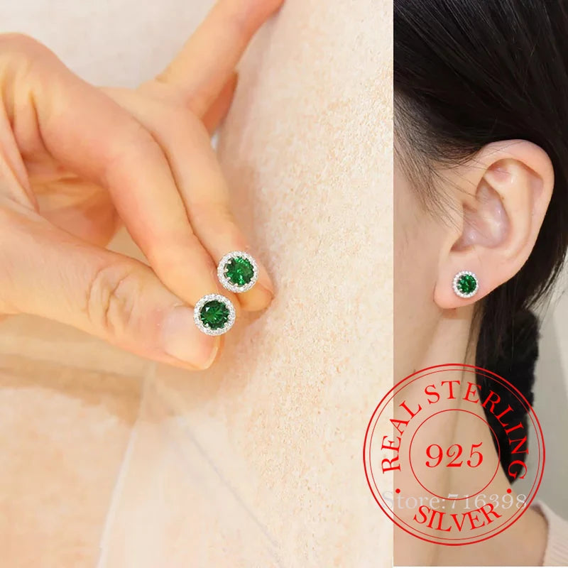 Sterling Silver Crystal Stud Earrings for Women Wedding Party Jewelry Gift