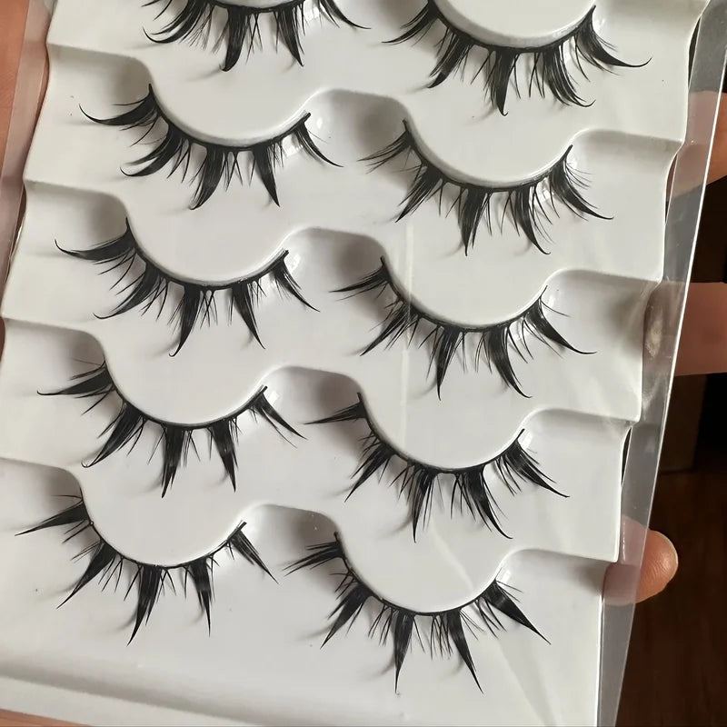 Anime-Inspired False Eyelashes 5 Pairs - Dramatic Cartoon Eye Faux Lashes