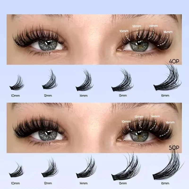 DIY Eyelash Extension Kit with Clusters, Bond & Seal - 200 pcs for Lash DIY
