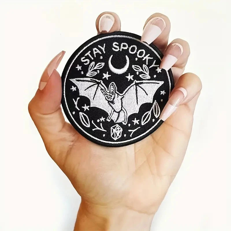 Halloween Embroidered Patch - Spooky Bat Iron-On Badge for Clothes & Accessories
