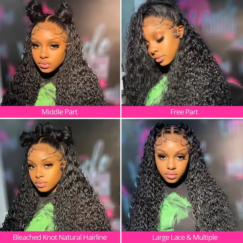 Deep Wave Lace Frontal Wig 13x4 13x6 HD Transparent Human Hair Curly Wigs