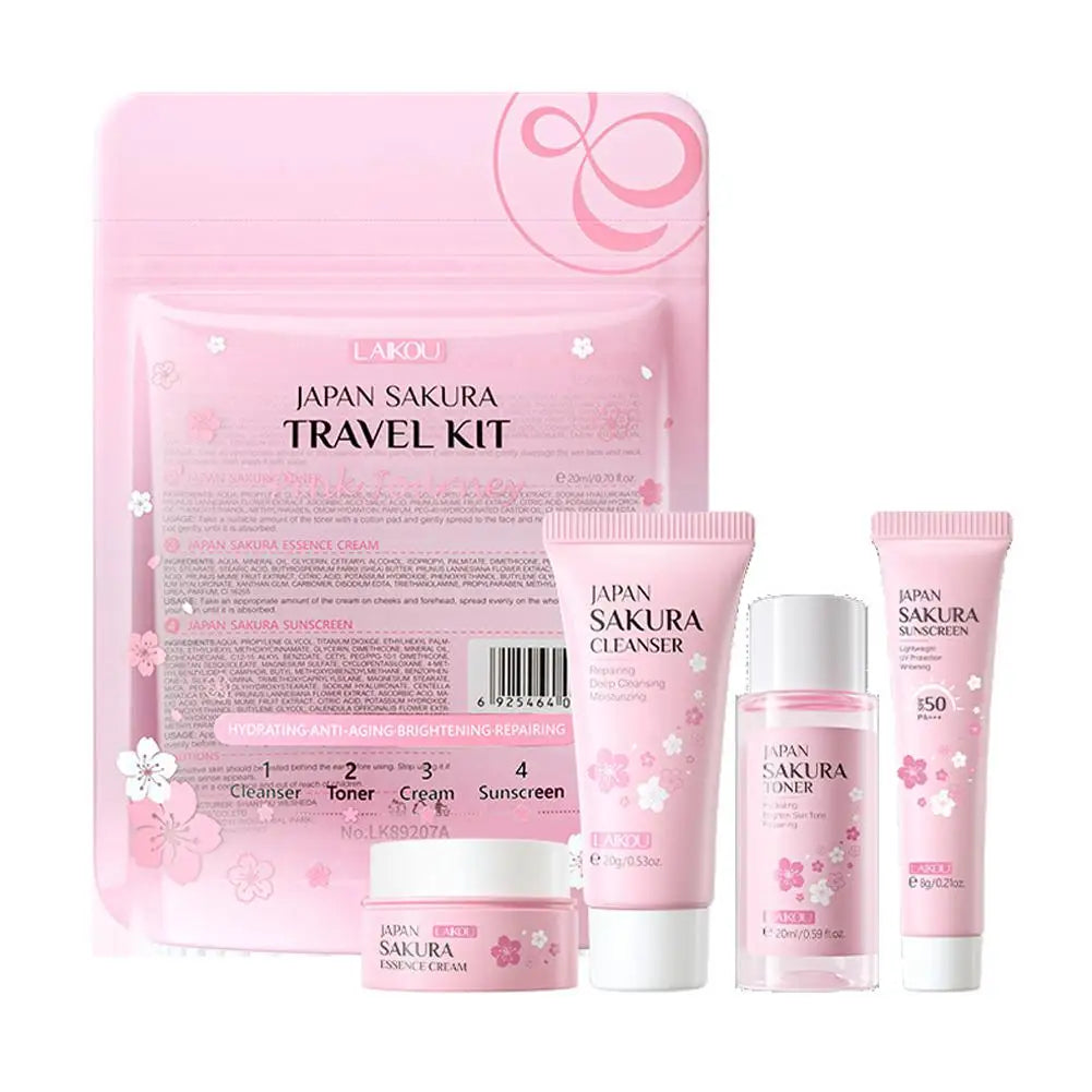 Skincare Gift Set with Cleanser, Serum, Eye Cream & Essence for Women - Travel & Routine Kit