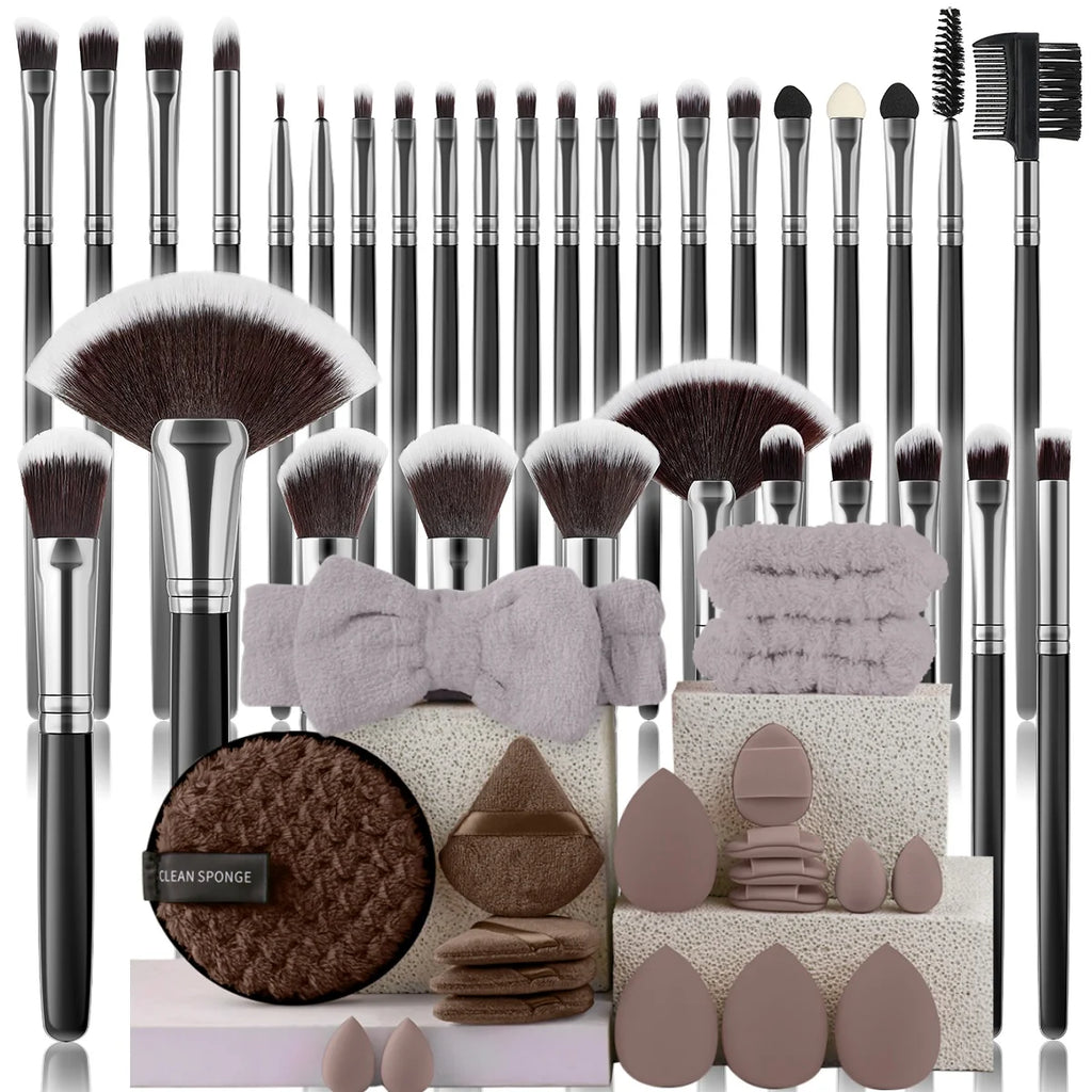 Makeup Brush Set with 32 Cosmetic Tools for Powder, Eye Shadow, Foundation & Blush