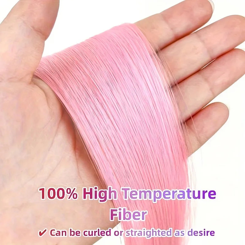 20-Inch Synthetic Colorful Clip-In Hair Extensions Set - Long Straight Hairpieces for Women