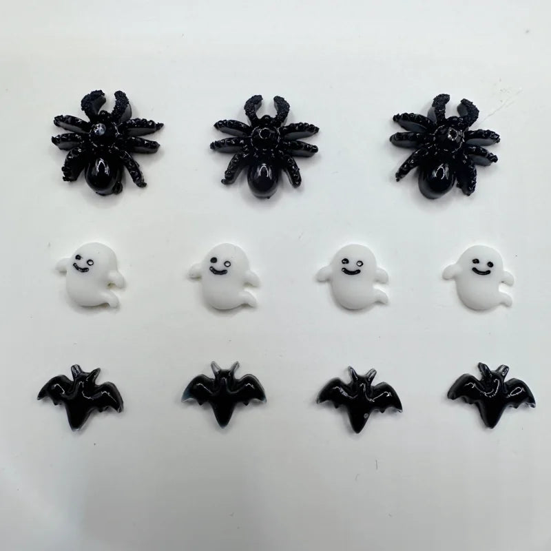 Halloween Nail Decorations 30pcs Bat Spider Resin Charms for Nail Art Accessories