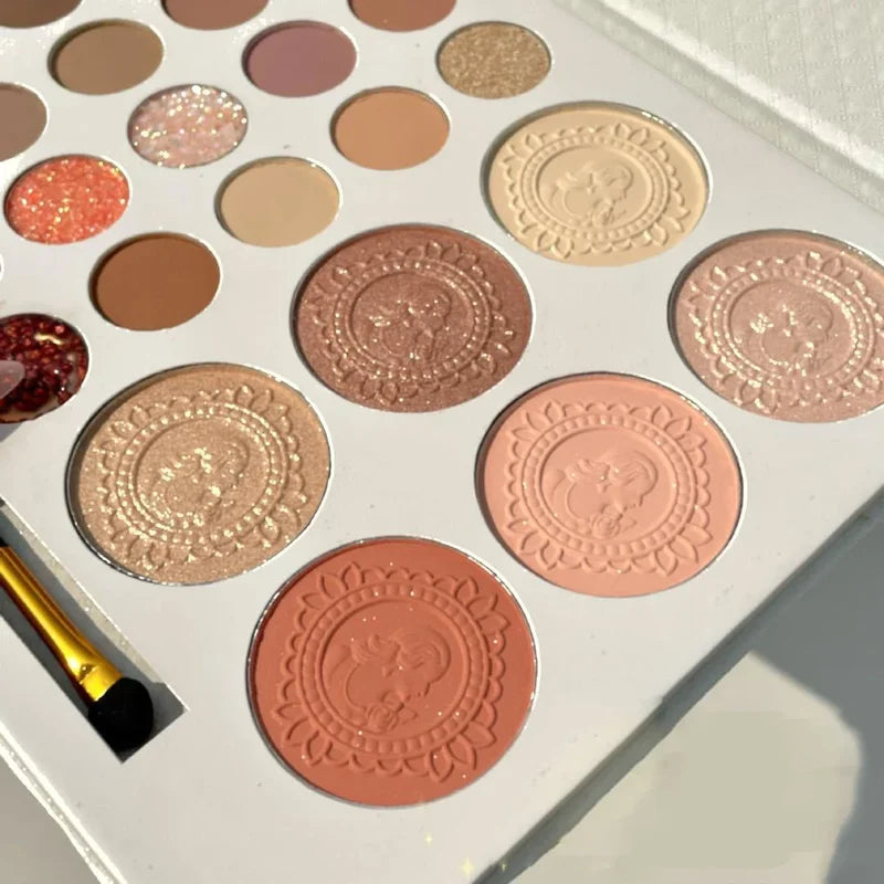 26-Color Eyeshadow Palette with Blush - Long Lasting Matte & Pearlescent Shades