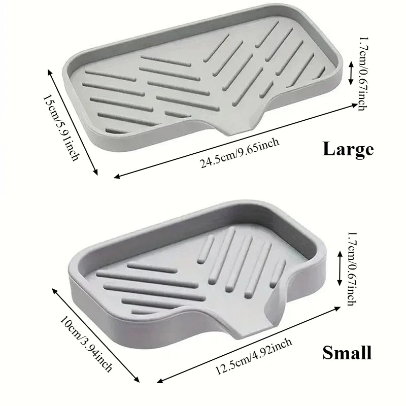 Silicone Drip-Free Soap Dish & Drain Tray with Anti-Slip Surface – Large Bathroom & Kitchen Organizer