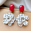 Vintage Elegant Polka Dot Flower Pendant Earrings for Women - Jewelry Gift