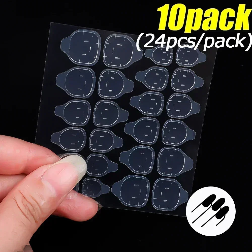 10-Pack Transparent Jelly Nail Tips Sticker with Double-Sided Gel Nail Glue for Press-On Nails