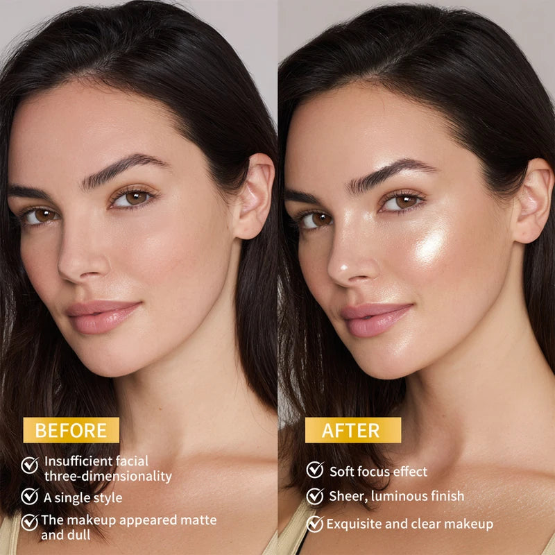 Waterproof Highlighter Powder - Silky Glow Makeup Contouring & Illuminator