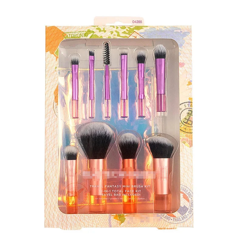 Full Set Makeup Brush Kit with Powder Blusher Eye Shadow & Egg Applicator