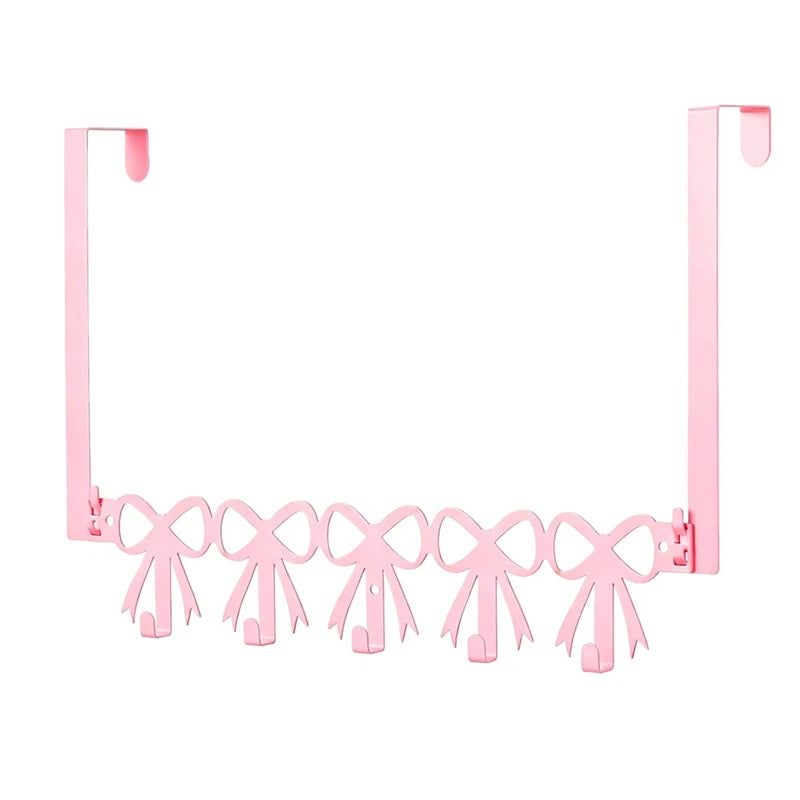 Pink Over The Door Hooks Hanger Wall Mount Towel Organizer 5 Hooks