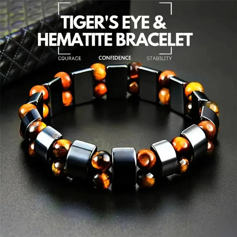 Magnetic Hematite Beaded Bracelets for Men & Women - Spiritual Wealth Lucky Jewelry