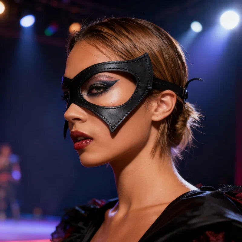 Catwoman Mask Cosplay Leather Mask for Women & Girls Halloween Party