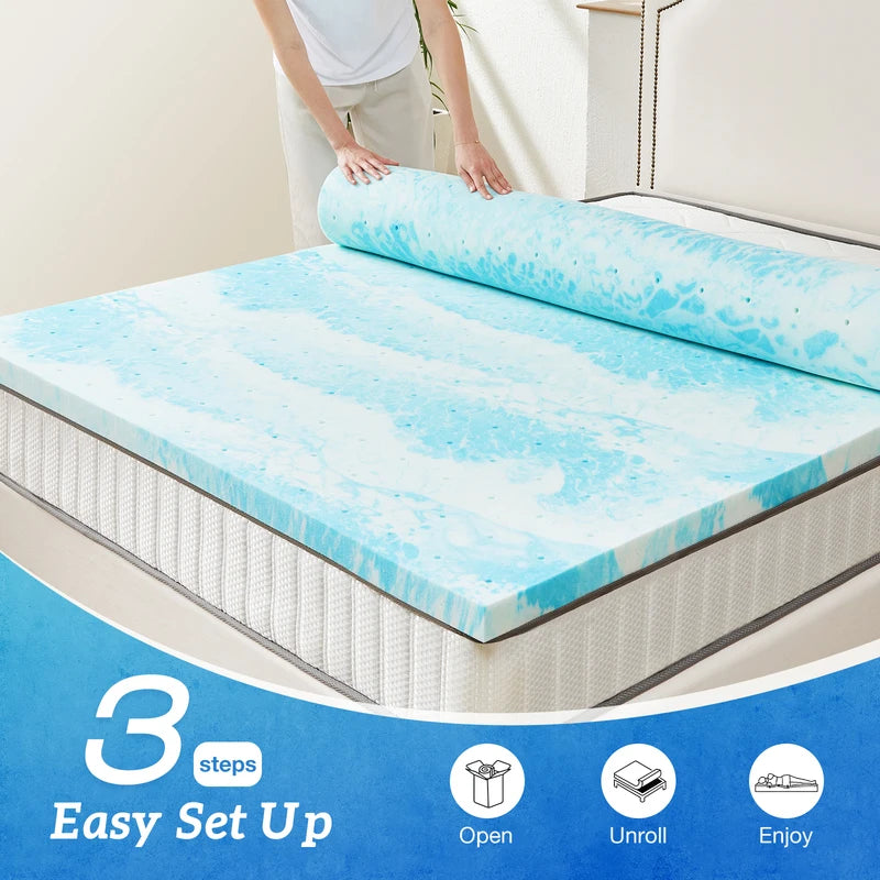 Memory Foam Mattress Topper - Breathable Gel Cooling Soft Bed Topper for All Sizes