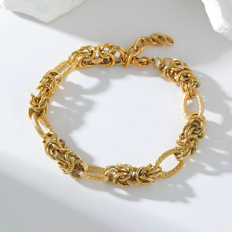 Trendy 316L Stainless Steel Twisted Bracelet Bangles for Women - Gold Plated Waterproof Jewelry Gift
