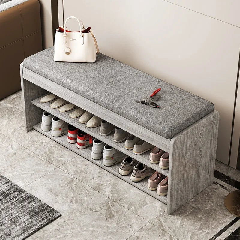 Multi-Color Shoe Change Stool with Integrated Storage for Entryway