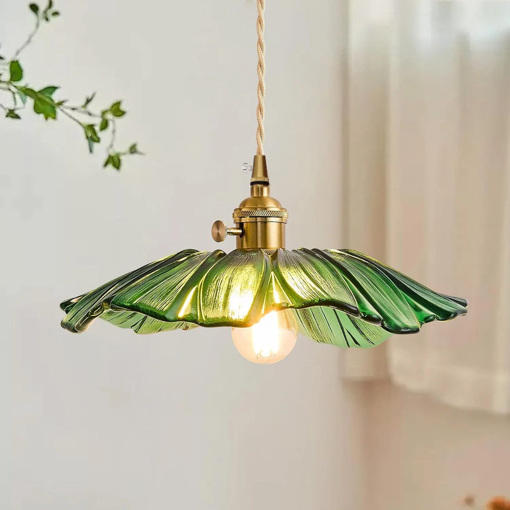 Vintage Retro Brass Glass Pendant Light for Indoor Living & Dining Rooms