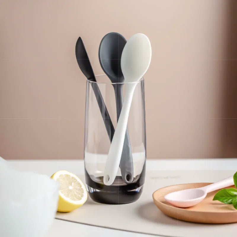 3pcs Silicone Soup Spoons Kitchen Mixing Ladles Non-Slip Cooking Utensils