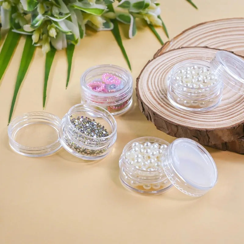 Set of 10 Clear Plastic Cosmetic Storage Containers with Lids - Portable Makeup Jars