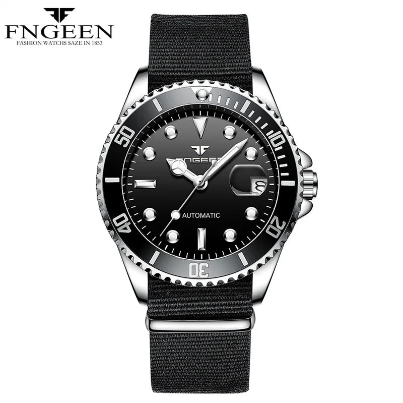 Luxury Automatic Skeleton Men Watch with Luminous Hands and Diamond Accents