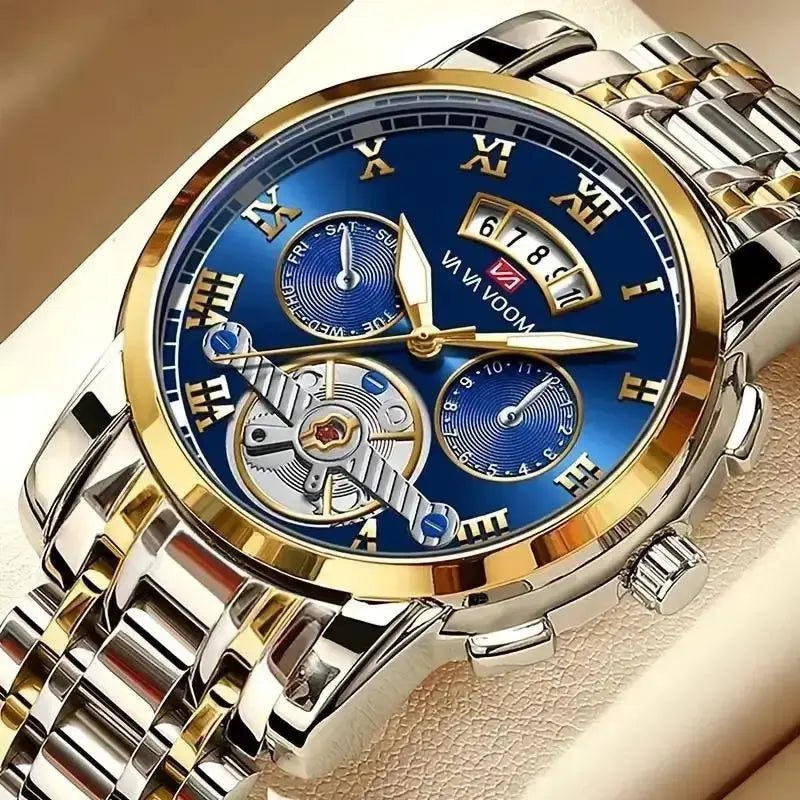 Men's Luxury Sport Watch with Luminescent Dial Waterproof Stainless Steel