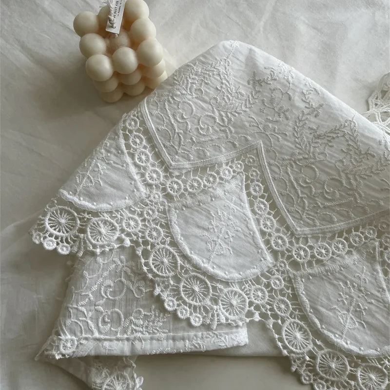 Elegant Cotton Lace Flower Tablecloth for Wedding and Home Decor