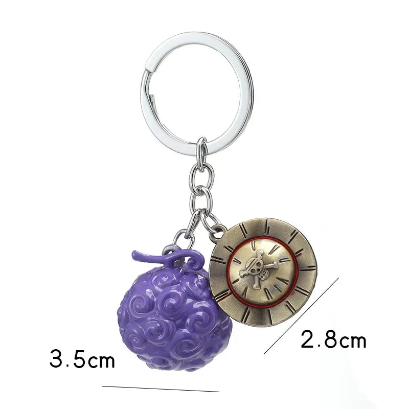 Anime One Piece Metal Keychain Luffy Ace Law Devil Fruit Pendant Keyring Gift