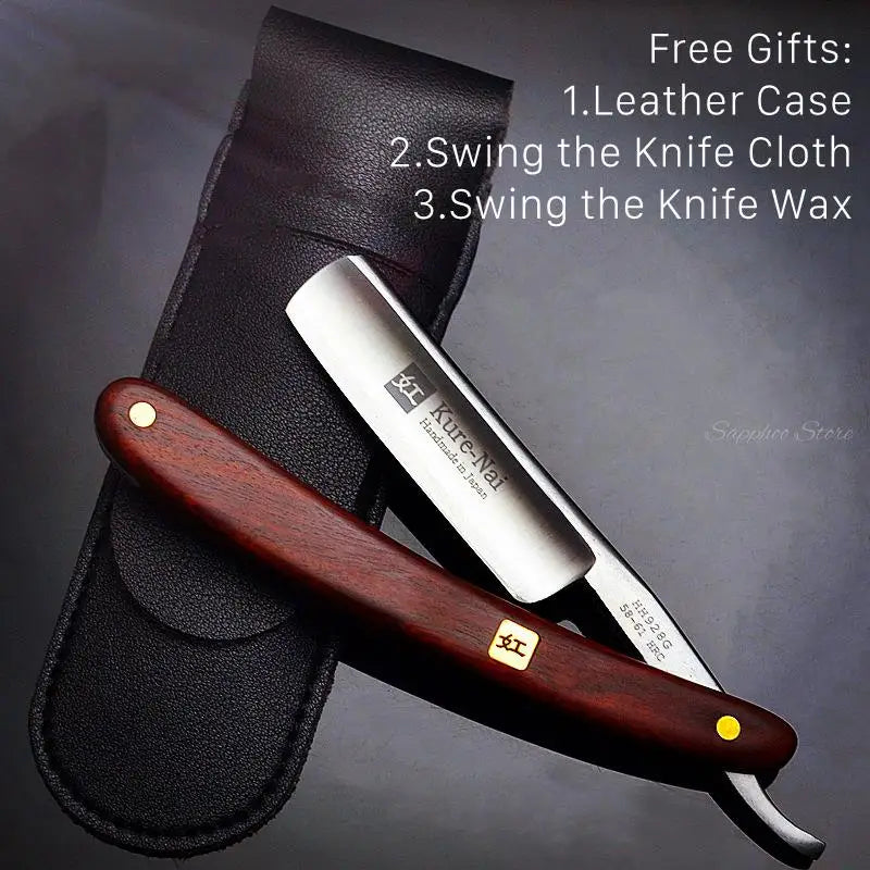 Carbon Steel Straight Razor with Sandalwood Handle - Classic Men's Safety Shaver