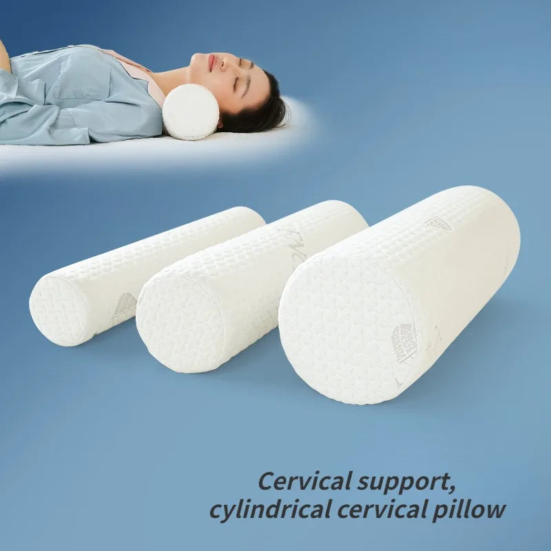 Memory Foam Cervical Neck Roll Pillow Bolster Support for Bed Yoga Legs Back