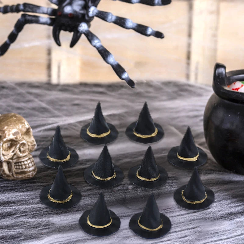 Halloween Mini Resin Candy Kettles & Witch Hat Candy Holders Set - Kids Party Decor