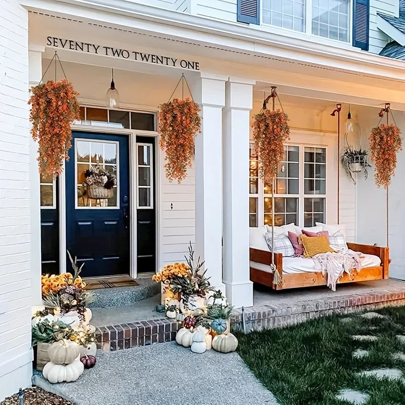 2pcs Artificial Flower Hanging Wall Decor for Home Garden Autumn Halloween