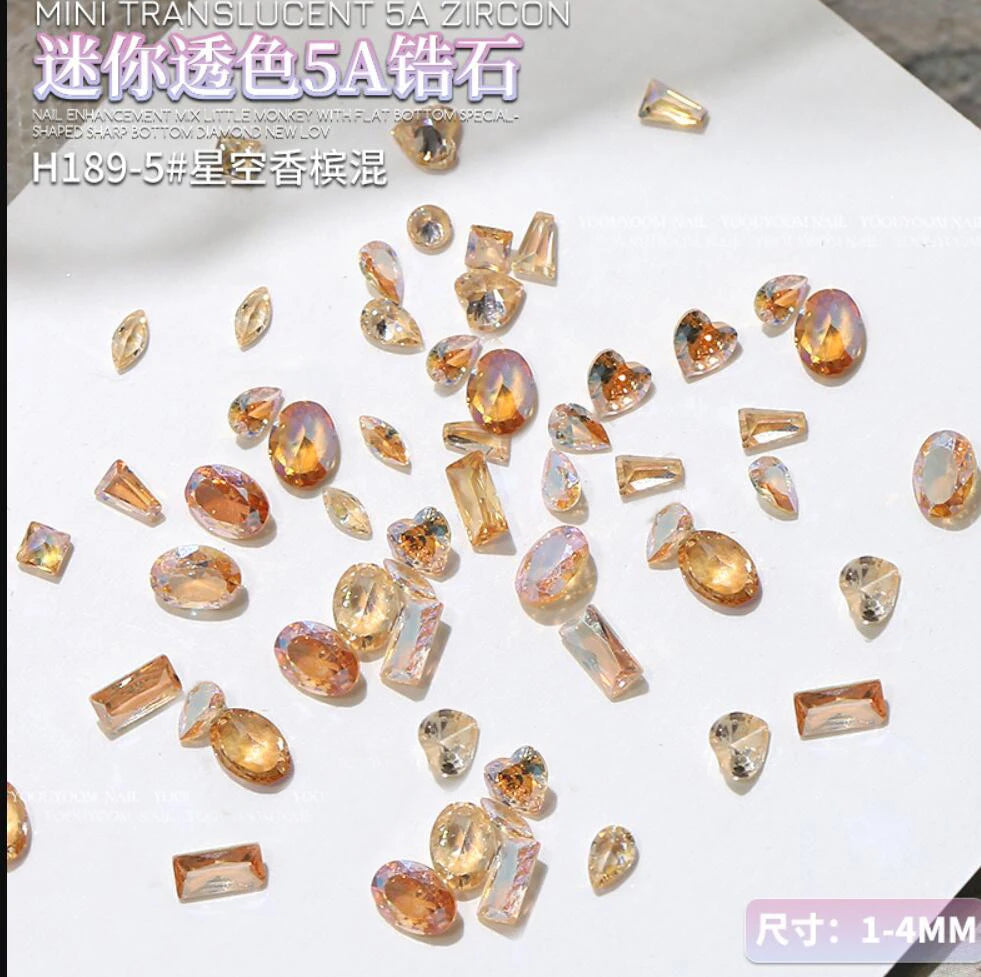 50Pcs Nail Art Charms Mini Zircon Sparkle Mix Shapes for Manicure & DIY Decoration