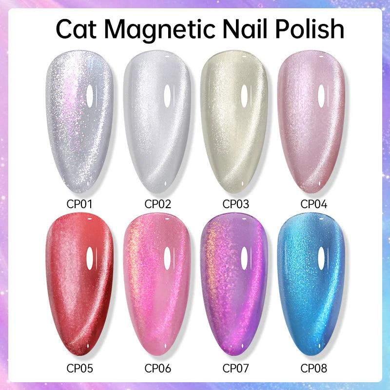 7ml Magnetic Nail Polish Kit Bright Pearl Effect No Lamp Needed - Multiple Colors