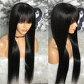 Full Machine Made Human Hair Wigs for Women - Straight Remy Hair with Bangs, Multiple Lengths