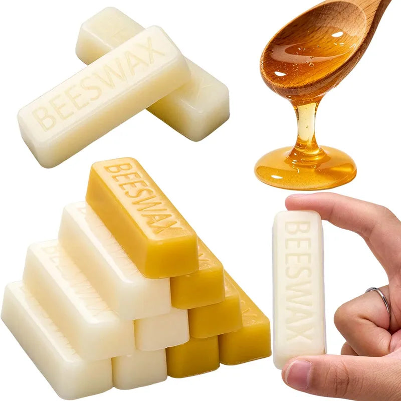 6-Piece Natural Beeswax Blocks for Candle Making & Crafts - High Quality