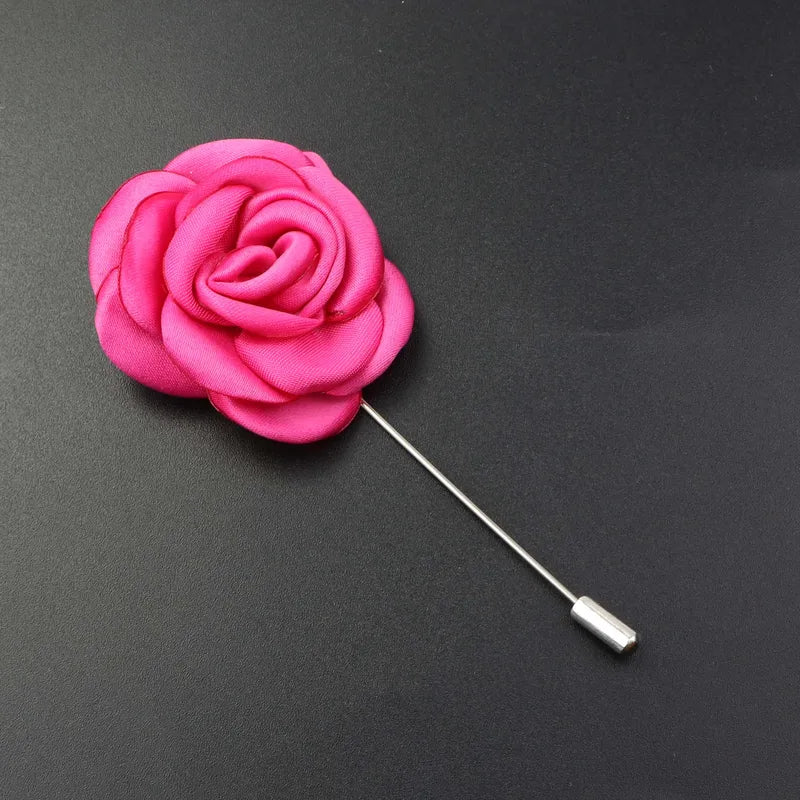 Men's Handmade Fabric Flower Brooch Floral Pin Corsage Lapel Wedding Accessory