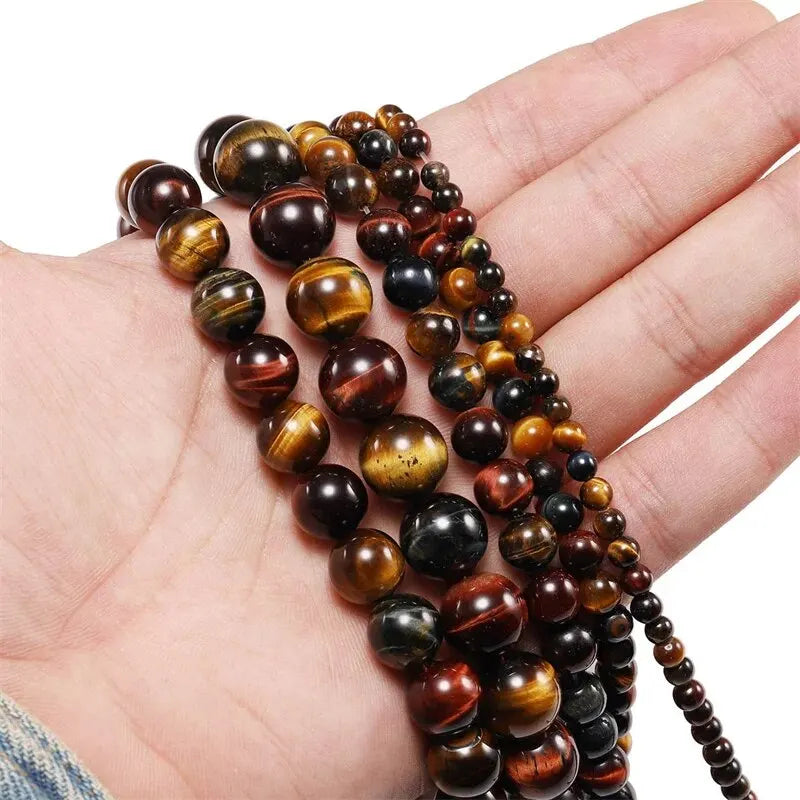 Natural Tiger Eye Beads 4-14MM for Jewelry Making DIY Charm Bracelets & Necklaces