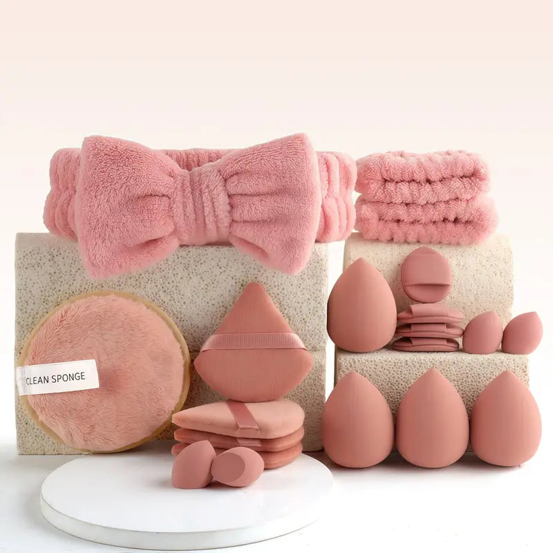Professional 40pcs Makeup Brush and Sponge Set with Powder Puffs for Cosmetics