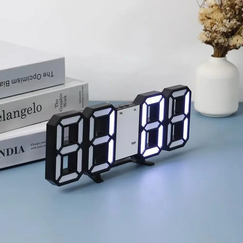 Digital Wall Clock with LED Display for Bedroom & Living Room Modern Home Decor