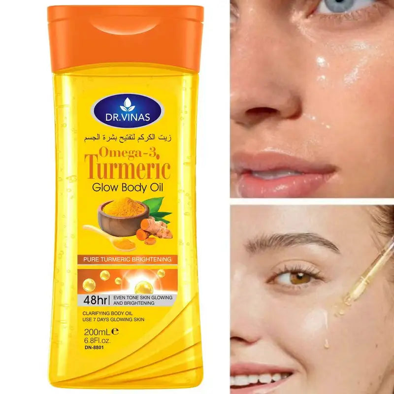 Turmeric Omega-3 Body Oil for Skin Care - 200ml Glow Oil