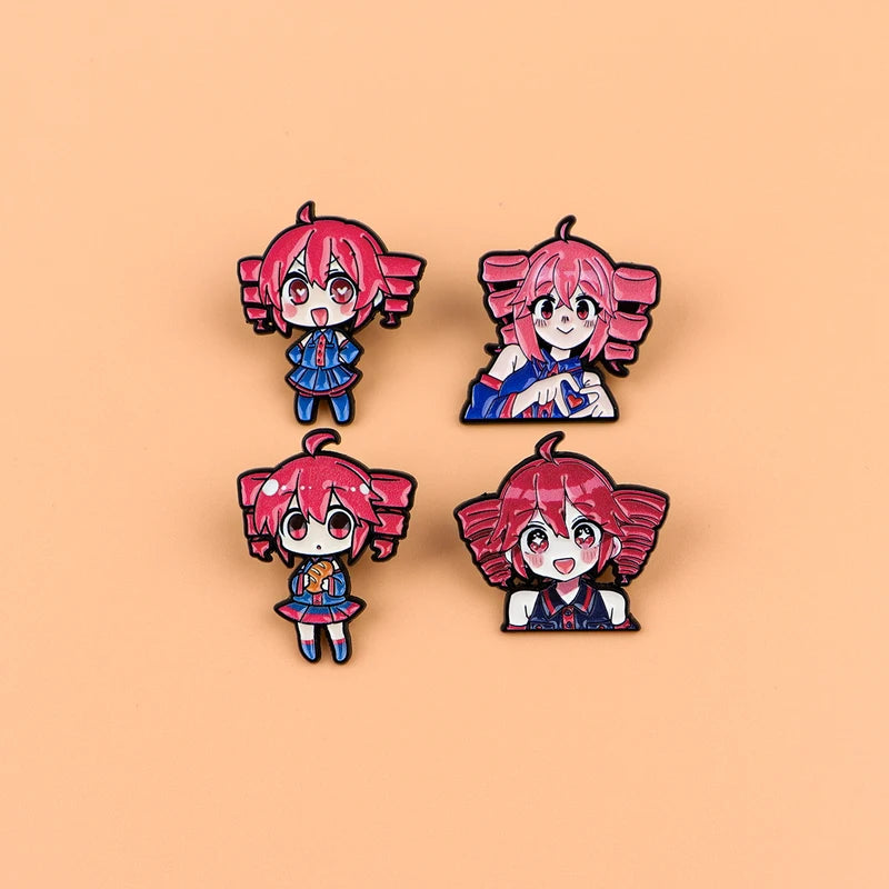 4 Pack Cute Girls Enamel Anime Brooch Pins for Coat & Fashion Accessories