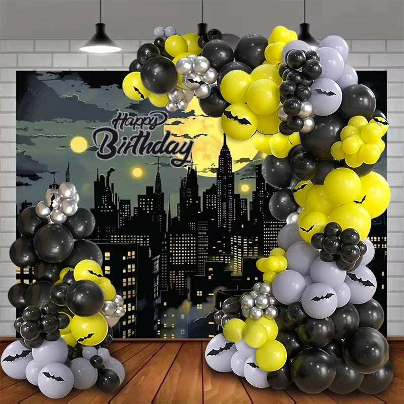 143-Piece Bat Theme Balloon Arch Kit with Latex Balloons & Bat Stickers for Halloween & Birthday Parties