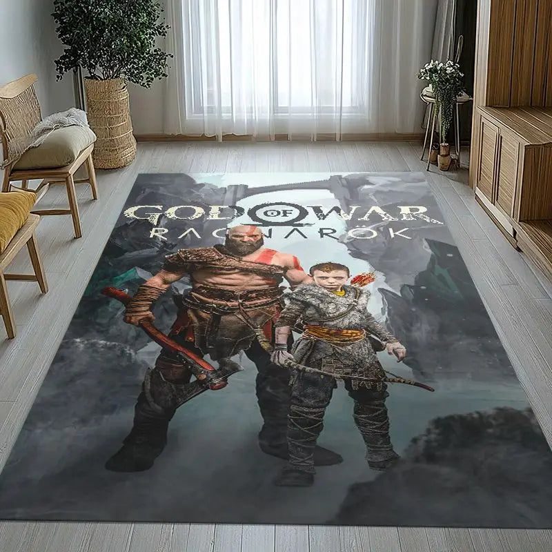 God of War Kratos Area Rug Non-Slip Soft Carpet for Living Room Bedroom Kids Playroom