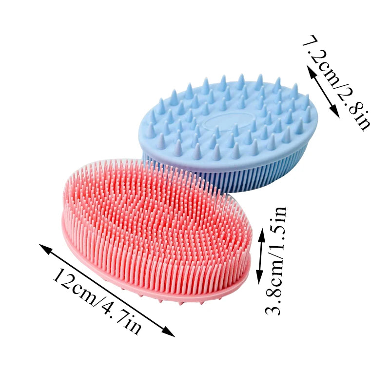 Silicone Body Scrubber Bath Brush Exfoliating Skin Head Cleaner with Loop Handle