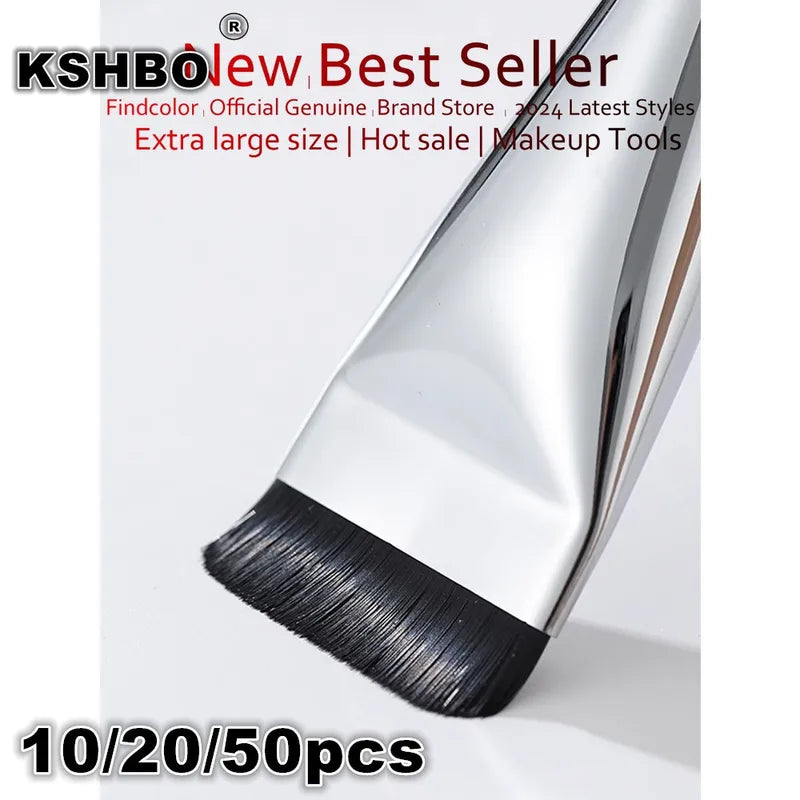 Flat Head Makeup Brush Set 10-50pcs - Non-Pore-Clogging Foundation & Powder Application