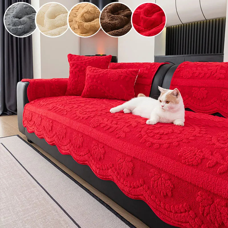 Modern Plush Sofa Cushion Cover Thick Warm Non-Slip Sofa Cover