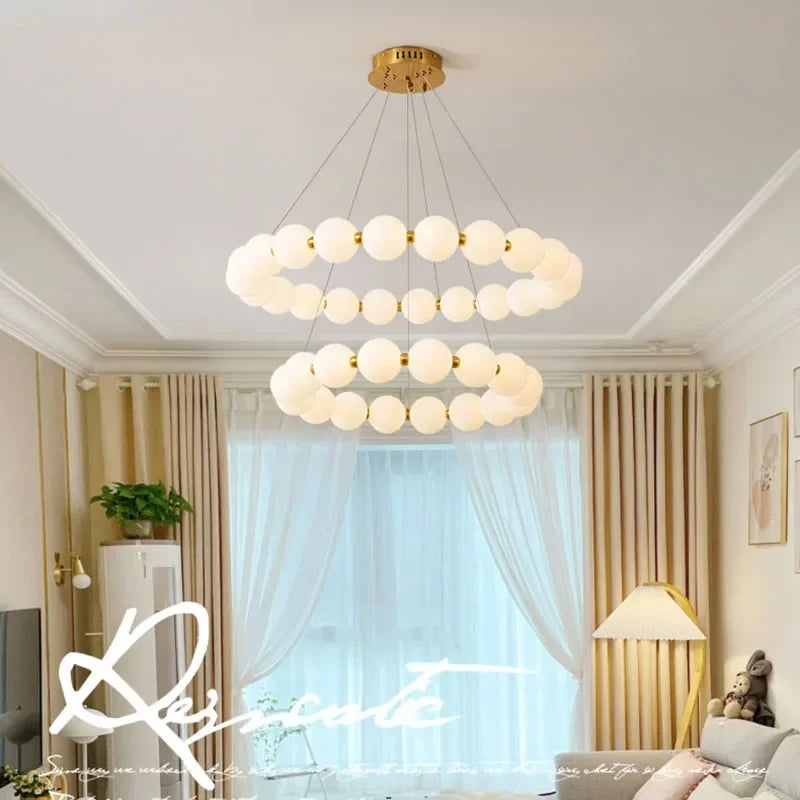 Nordic Ring LED Chandelier Light Fixture for Living Room & Bedroom - Modern Pendant Lamp